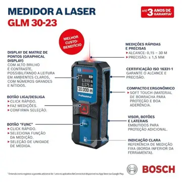 Trena a Laser Digital GLM 30 30m Bosch 5