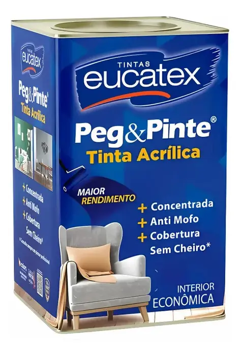 Tinta Acrílico Eucatex Pega Pint Parede - Lata 18 Litros