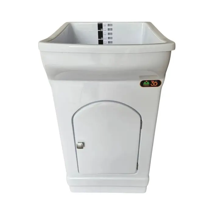 Kit Gabinete Lavanderia com Tanque Londres 47cm Branco Fiberblu